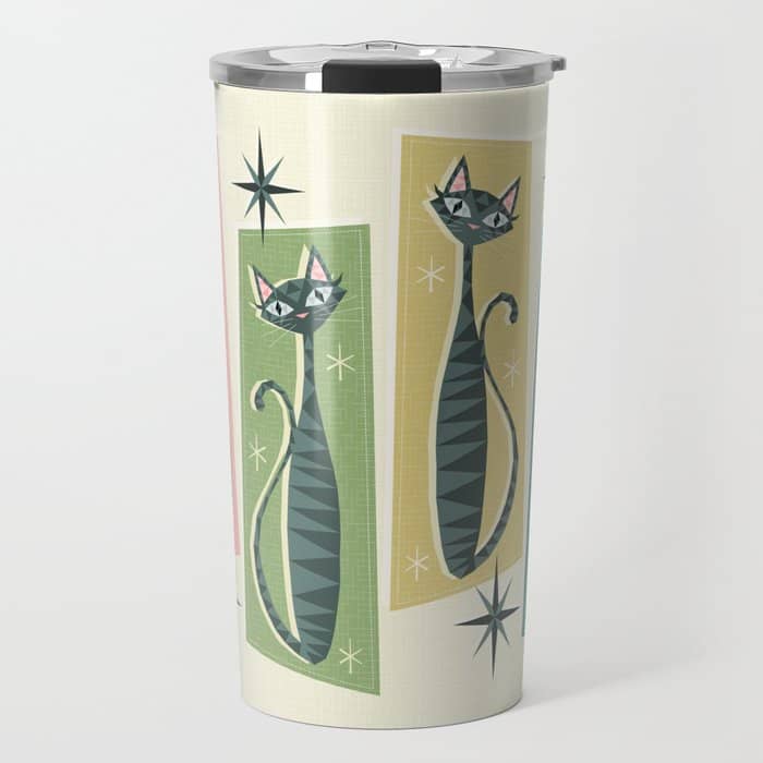 Retro Patchwork Tabbies ©Studioxtine Travel Mug