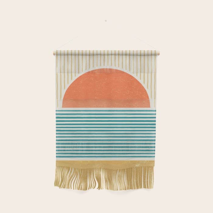 Sun Beach Stripes - Mid Century Modern Abstract Wall Hanging