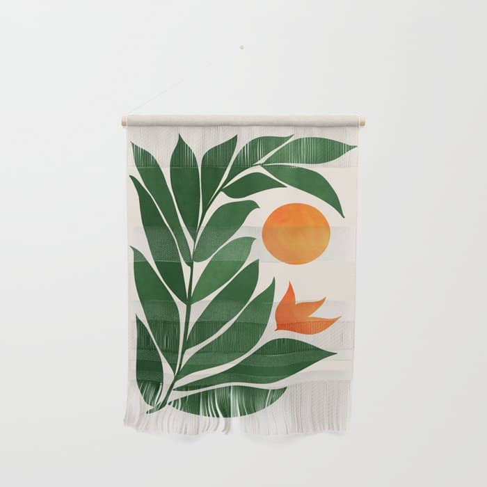 Tropical Forest Sunset / Mid Century Abstract Shapes Wall Hanging