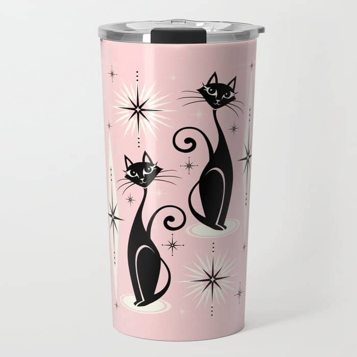 Mid Century Meow Retro Atomic Cats ©Studioxtine Travel Mug