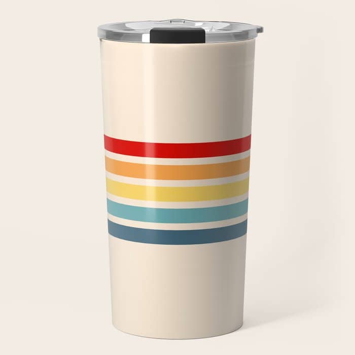 Takaakira - Classic Rainbow Retro Stripes Travel Mug