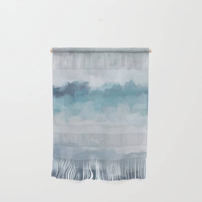 Stormy Seas - Aqua Teal Turquoise Sky Blue White Gray Abstract Art Modern Painting Wall Hanging