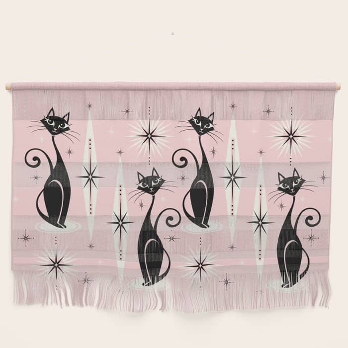 Mid Century Meow Retro Atomic Cats ©Studioxtine Wall Hanging