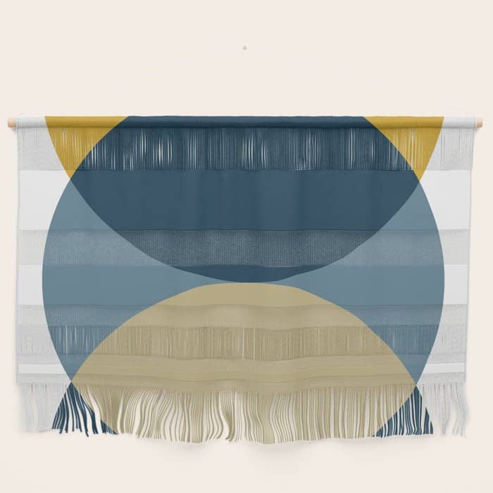 Rise Of The Sun - Yellow, Blue, Geometric Art Wall Hanging