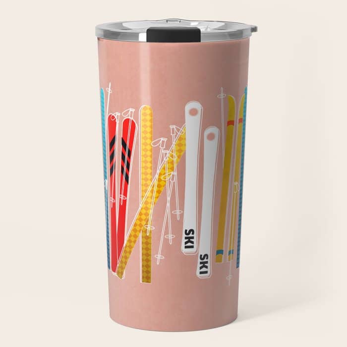 Colorful Ski Illustration And Pattern No 2 Travel Mug