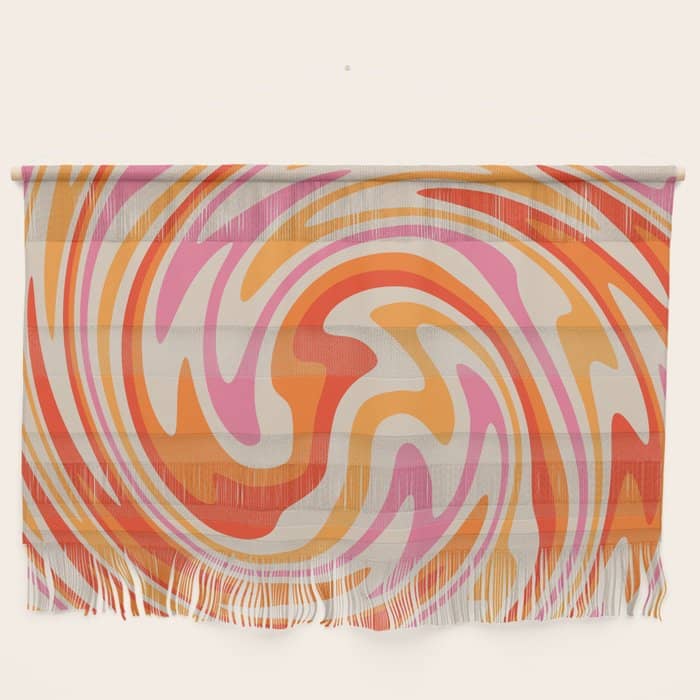 70s Retro Swirl Color Abstract Wall Hanging