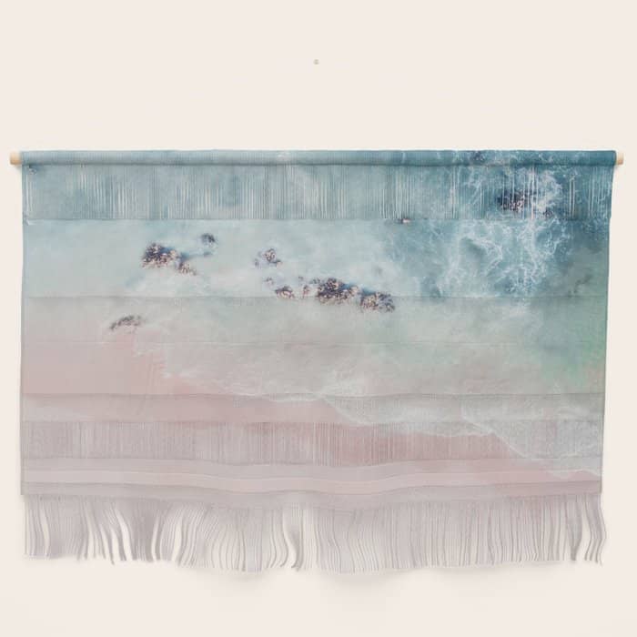 Ocean Pink Blush Beach Print - Aerial Beach - Sea Photo - Travel Photography By Ingrid Beddoes Wall Hanging