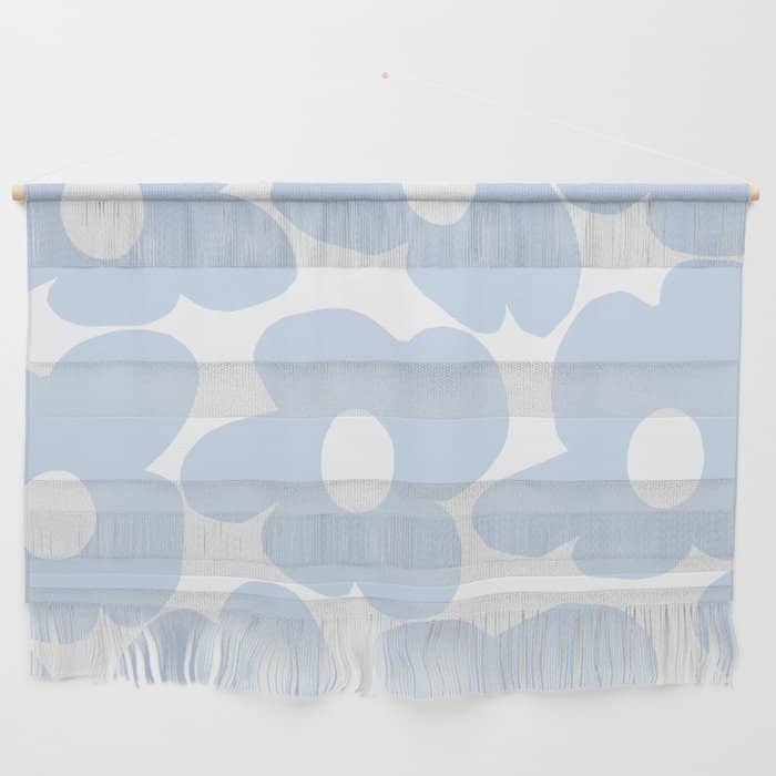 Large Baby Blue Retro Flowers White Background #Decor #Homestorie #Buyart Wall Hanging