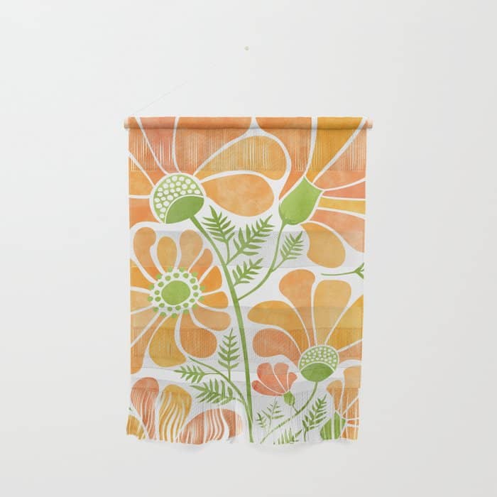 Happy California Poppies Floral Wall Hanging
