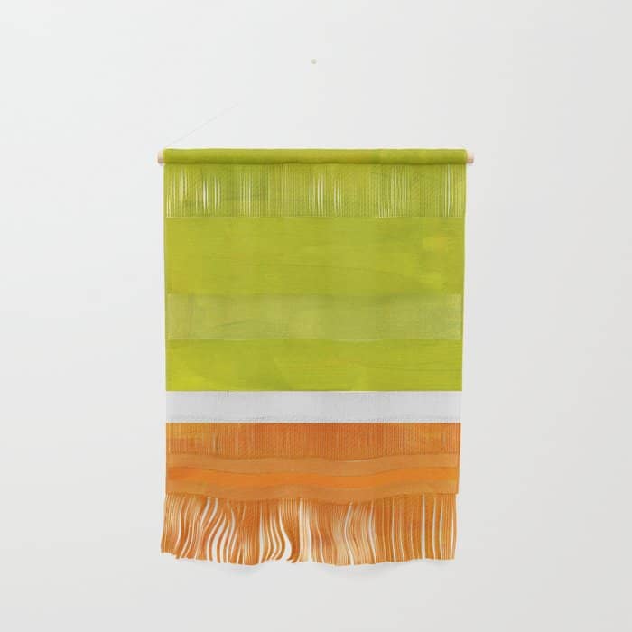 Retro Lime Green Minimalist Abstract Color Block Rothko Midcentury Modern Art Wall Hanging