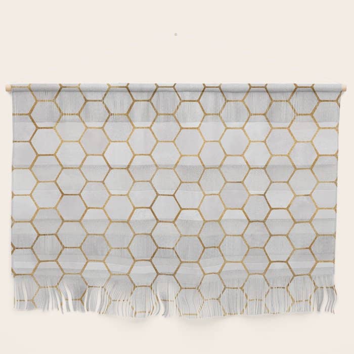 Neutral Geometric Hexagon Pattern Wall Hanging