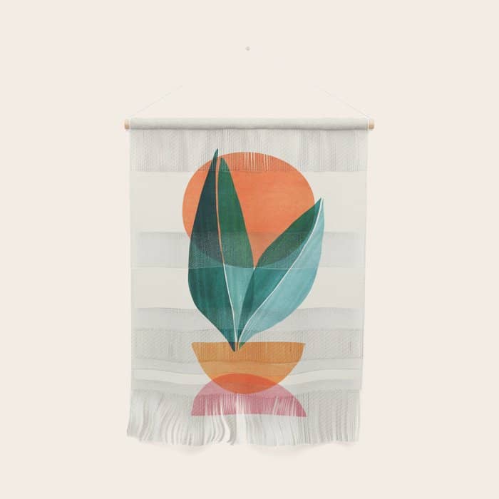 Nature Stack Teal And Orange Abstract Sunset Wall Hanging