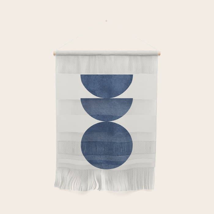Woodblock Navy Blue Mid Century Modern Wall Hanging