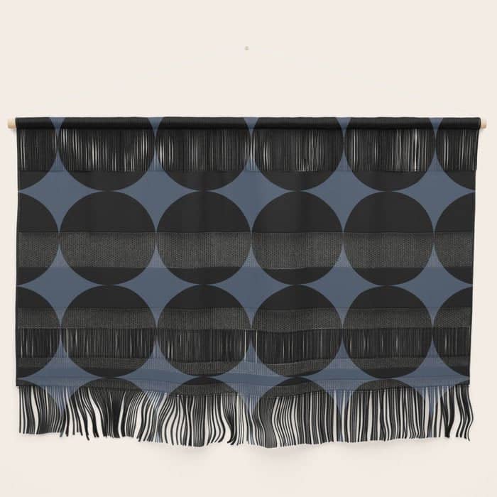 Circular Minimalism - Retro Blue Black Wall Hanging