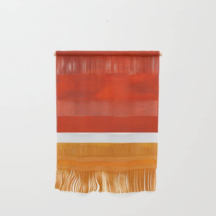 Burnt Orange Yellow Ochre Mid Century Modern Abstract Minimalist Rothko Color Field Squares Wall Hanging