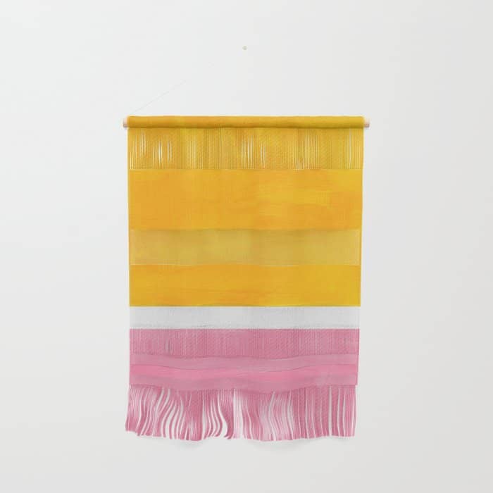 Pastel Yellow Pink Rothko Minimalist Mid Century Abstract Color Field Squares Wall Hanging