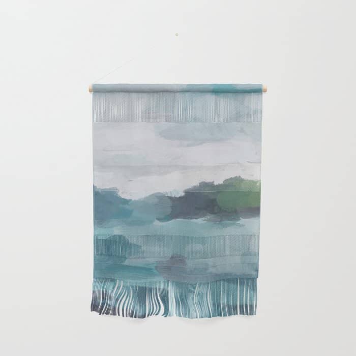 Island In The Distance I - Aqua Blue Green Abstract Art Painting Wall Hanging