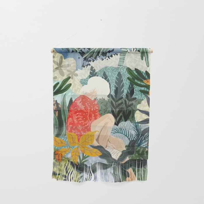 The Distracted Reader | Mindfulness Solo Travel | Bohemian Jungle Botanical Mood | Nature Book Lady Wall Hanging