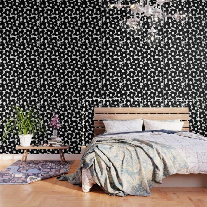 Black Retro Flowers White Background #Decor #Homestorie #Buyart Wallpaper