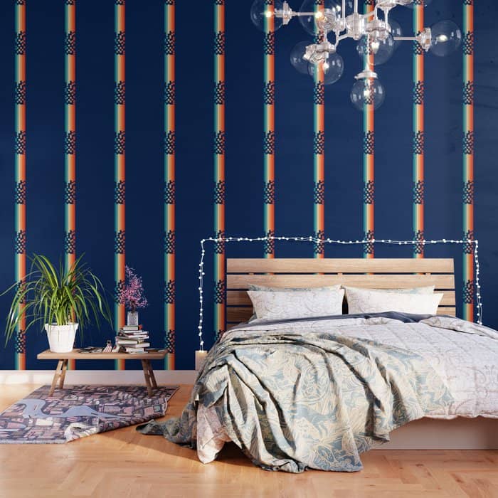 Classic 70s Style Abstract Rainbow Retro Stripes Pixel Drops - Ayako Wallpaper