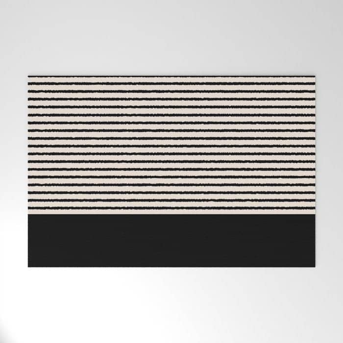 Texture - Black Stripes Blocks Welcome Mat