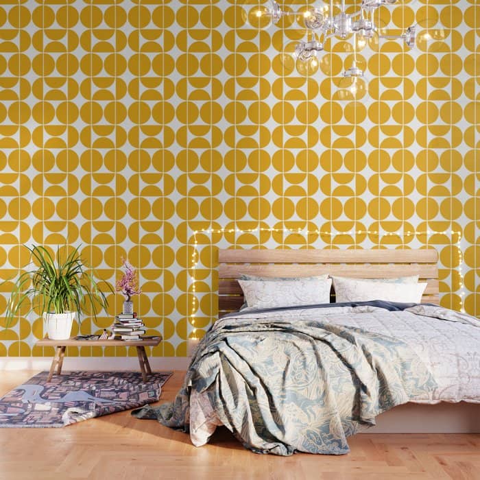 Mid Century Modern Yellow Square Wallpaper