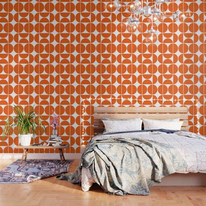 Mid Century Modern Orange Square Wallpaper