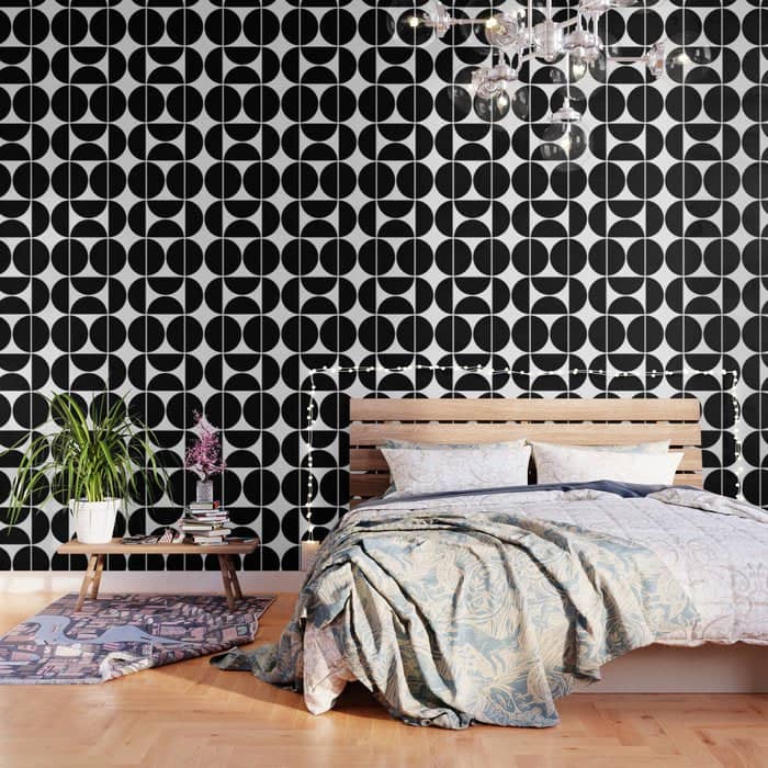 Mid Century Modern Black Square Wallpaper