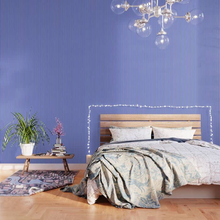 Cobalt Blue And White Vertical Deck Chair Stripe Wallpaper