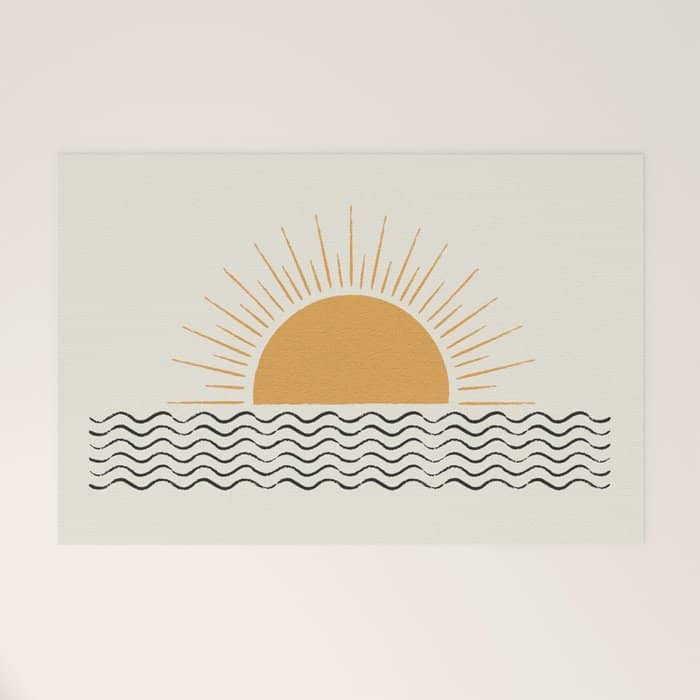 Sunrise Ocean -  Mid Century Modern Style Welcome Mat