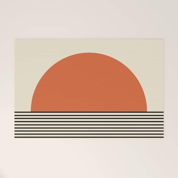 Sunrise Sunset I - Orange Black Welcome Mat