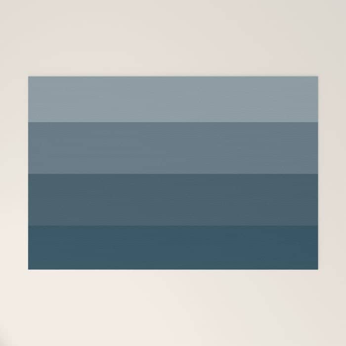 Minimal Retro Sunset Sunrise - Nautical Ocean Blue Welcome Mat
