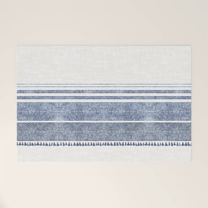 French Linen Chambray Tassel Welcome Mat