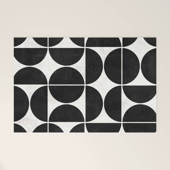 Mid-Century Modern Pattern No.3 - Black And White Welcome Mat
