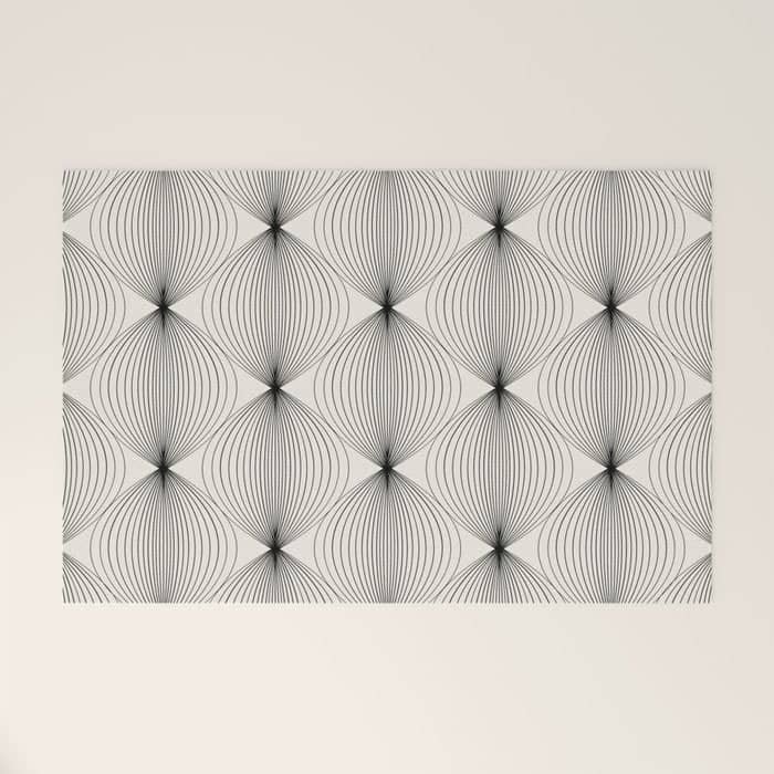 Geometric Orb Pattern - Black And White Welcome Mat