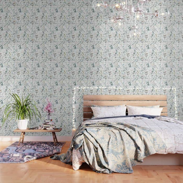 Botanical Eucalyptus Leaves Pattern Wallpaper