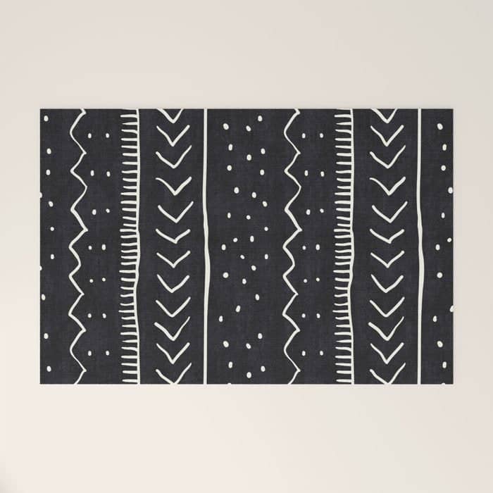 Cute Geometric Stripe In Black And White Welcome Mat