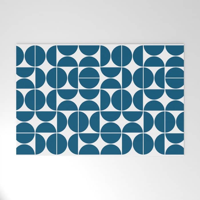 Mid Century Modern Geometric 04 Blue Welcome Mat