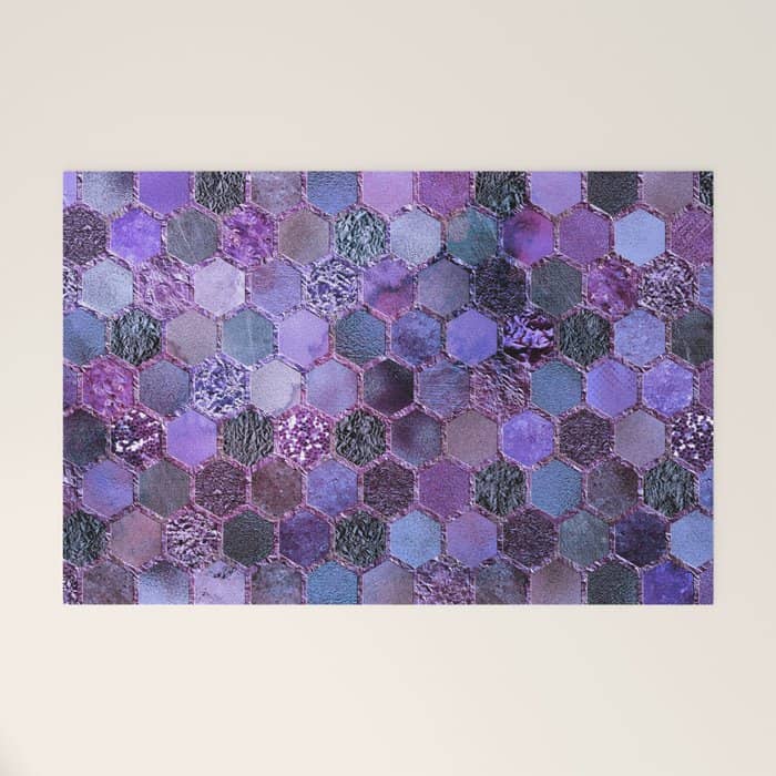 Purple Geometric Hexagonal Elegant & Luxury Pattern Welcome Mat