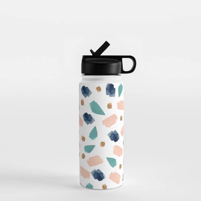 Terrazzo (Turquoise, Navy, Pink & Gold) Water Bottle