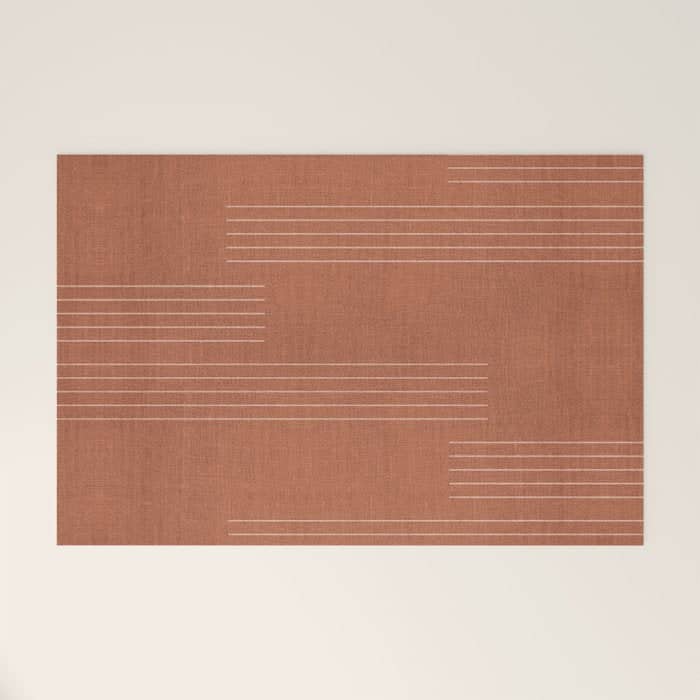 Minimal, Pattern, Boho Prints, Terracotta Welcome Mat