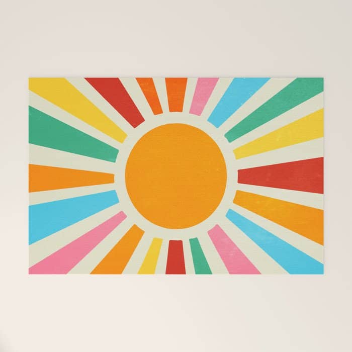Retro Sunrise: Rainbow Edition Welcome Mat