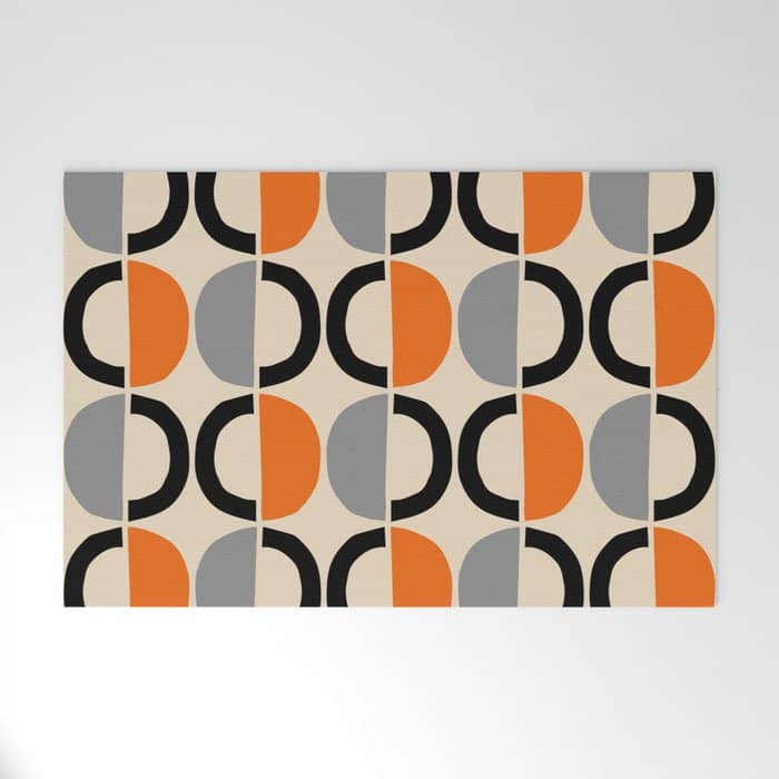 Mid Century Decor 548 Beige Black Gray And Orange Welcome Mat