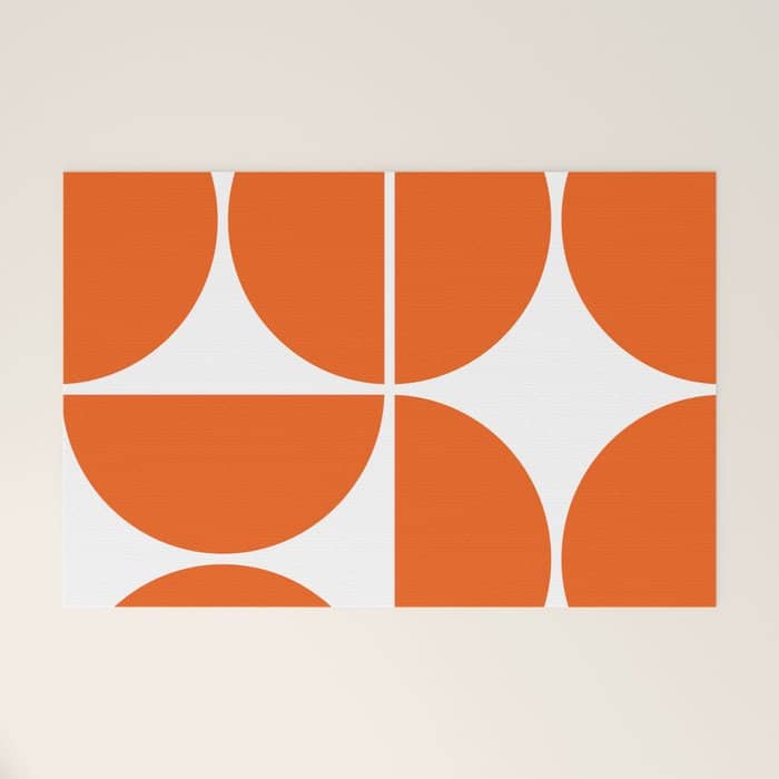 Mid Century Modern Orange Square Welcome Mat