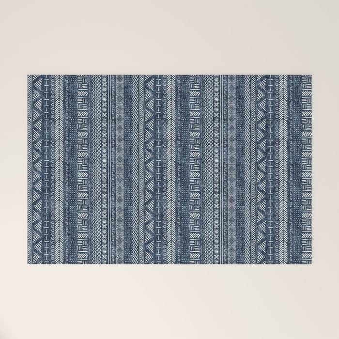 Funky Vertical Stripe In Indigo Welcome Mat