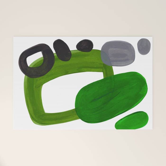 Mid Century Vintage 70'S Design Abstract Minimalist Colorful Pop Art Olive Green Dark Green Grey Welcome Mat