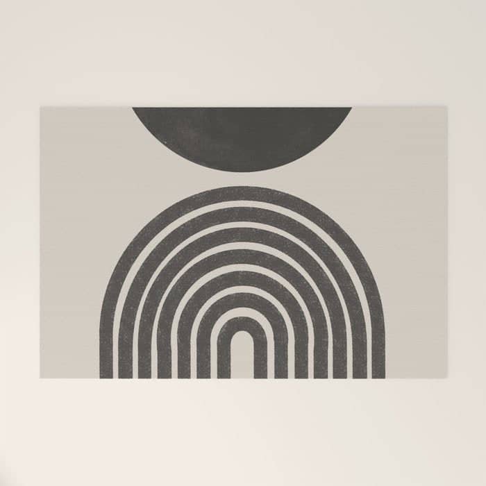Mid Century Modern Beige And Black  Welcome Mat