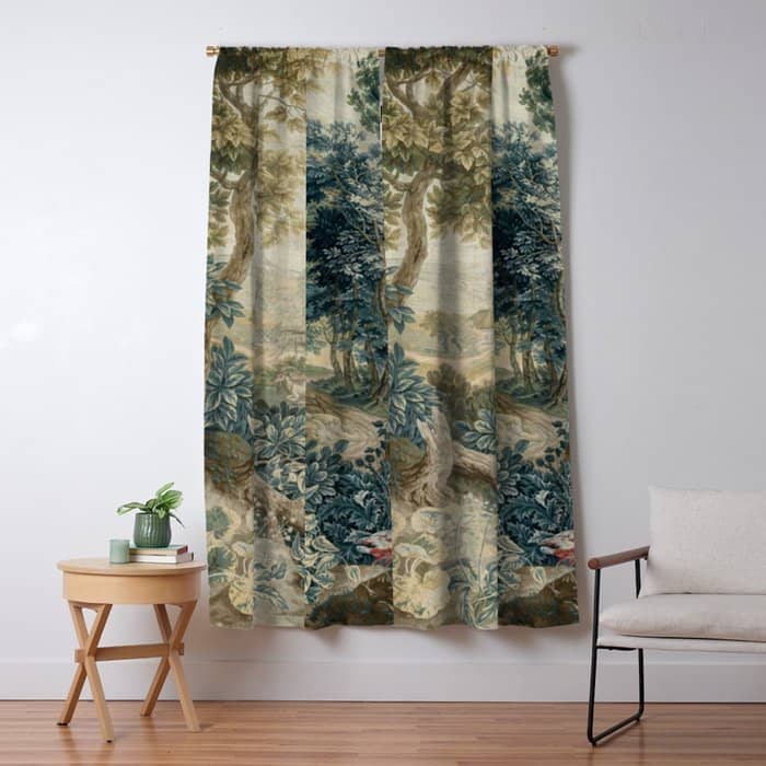 Antique 18th Century Flemish Verdure Tapestry Window Curtain