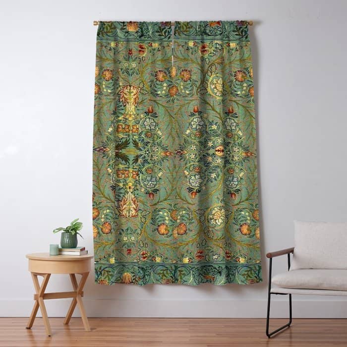 William Morris Antique Acanthus Floral Window Curtain