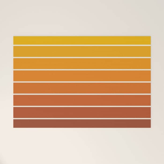 Gradient Arch Ix Retro Orange Mid Century Modern Rainbow Welcome Mat